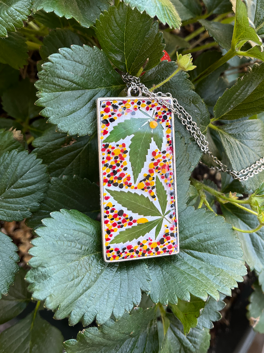 Hand-Painted Hemp Leaf Resin Pendant | Petil Studio